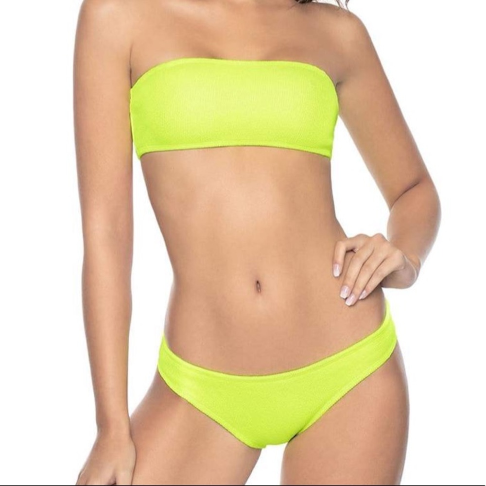 PILYQ Pineapple Reef Tube Bandeau/Teeny Bottoms Two Piece Bikini Set Yellow
